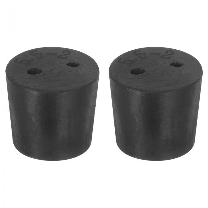 uxcell 2個2穴ゴムストッパー テーパー型ラボシールチューブストッパープラグ テストチューブフラスコ..