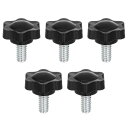 uxcell 5個のクランピングスクリューノブ 25mm直径のプラムヘックス形状ぐりっぷノブ プラムヘックス形状のスクリューハンドル1/4