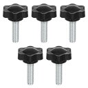 uxcell 5個のクランピングスクリューノブ 25mm直径のプラムヘックス形状ぐりっぷノブ プラムヘックス形状のスクリューハンドル1/4