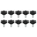 uxcell 10個のクランピングスクリューノブ 25mm径のプラムヘックス形状ぐりっぷノブ プラムヘックス形状のスクリューハンドル 1/4