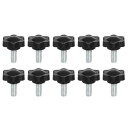 uxcell 10個のクランピングスクリューノブ 25mm径のプラムヘックス形状ぐりっぷノブ プラムヘックス形状のスクリューハンドル1/4