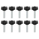 uxcell 10個のクランピングスクリューノブ 25mm径のプラムヘックス形状ぐりっぷノブ プラムヘックス形状のネジハンドル 1/4