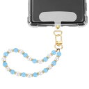 uxcell パールビーズ付き 携帯電話用リストストラップ 携帯電話用チェーンランヤード ハンズフリーリストレットブレスレット ウォレット キーチェーン カメラ イヤホン用テザータブ付き ライトブルー&ホワイト