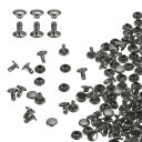 uxcell 100セット ダブルキャップレザーリベット 6x6mm 丸キャップチューブ状メタルスタッズ 生地用ベルトブーツバッグ用 レザークラフトリベット ブ...