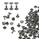 uxcell 60セット ダブルキャップレザーリベット 8x8mm 丸キャップチューブ状メタルスタッズ 生地用リベット ベルト ブーツ バッグ用 ブロンズ