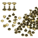 uxcell 100セット ダブルキャップレザーリベット 6x6mm 丸キャップチューブ状メタルスタッズ 生地用ベルトブーツバッグ用 ブロンズ