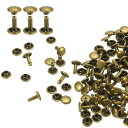 uxcell 60セット ダブルキャップレザーリベット 7x8mm 丸キャップチューブ状メタルスタッズ 生地用ベルトブーツバッグ用 レザークラフトリベット ブロ...