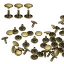 uxcell 60セットダブルキャップレザーリベット 10x8mm丸キャップチューブ状メタルスタッズ 生地用ベルトブーツバッグ用レザークラフトリベット ブロンズ