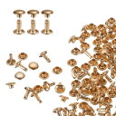 uxcell 60セット ダブルキャップレザーリベット 7x8mm 丸キャップチューブ状メタルスタッズ 生地用ベルトブーツバッグ用 レザークラフトリベット ライ...