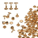 uxcell 60セット ダブルキャップレザーリベット 8x8mm 丸キャップチューブ状メタルスタッズ 生地用ベルトブーツバッグ用 レザークラフトリベット ライ...