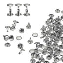 uxcell 60セット ダブルキャップレザーリベット 8x8mm 丸キャップチューブ状メタルスタッズ 生地用ベルトブーツバッグ用 レザークラフトリベット シル...