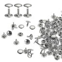 uxcell 60セット ダブルキャップレザーリベット 12x12mm 丸キャップチューブ状メタルスタッズ 生地用ベルトブーツバッグ用 レザークラフトリベット ...