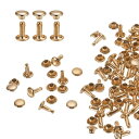 uxcell 60セット ダブルキャップレザーリベット 6x8mm 丸キャップチューブ状メタルスタッズ 生地用ベルトブーツバッグ用 レザークラフトリベット ライ...
