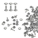 uxcell 60セット ダブルキャップレザーリベット 6x8mm 丸キャップチューブ状メタルスタッズ 生地用ベルトブーツバッグ用 レザークラフトリベット シル...