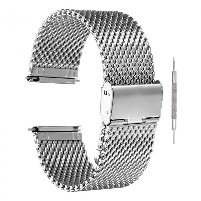 uxcell 24mm クイックリリース可能なメタル製交換用時計バンド、ステンレススチールメッシュ時計バンド..