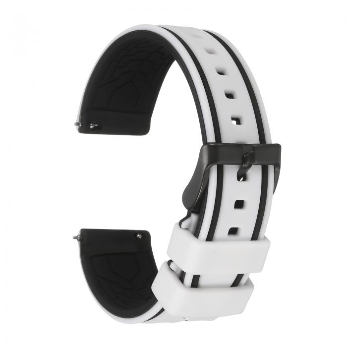 uxcell 20mm幅のシリコンウォッチバンド、クッション黒バックル付きの柔らかいクイックリリースラバーウォッチバンド、男性用女性用、ホワイト黒