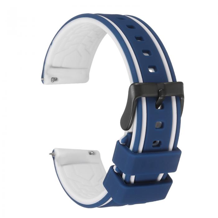 uxcell 20mm幅のシリコンウォッチバンド、クッション黒バックル付きの柔らかいクイックリリースラバーウォッチバンド、男性用女性用、ダークブルーホワイト