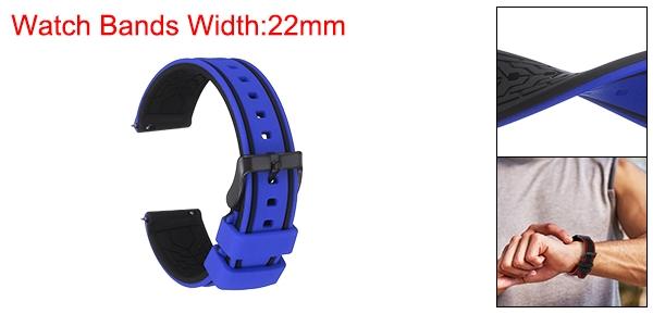 uxcell 22mm幅のシリコンウォッチバンド、クッション黒バックル付きの柔らかいクイックリリースラバーウォッチバンド、男性用女性用、スカイブルー黒