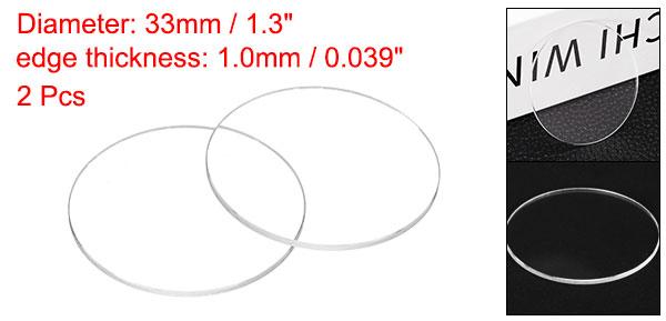 uxcell 2個の時計用水晶ガラスレンズ33 mm直径1.0mm面取りエッジフラットラウンド超クリアガラス時計フェイス水晶レンズダイヤルミラー交換部品時計修理用