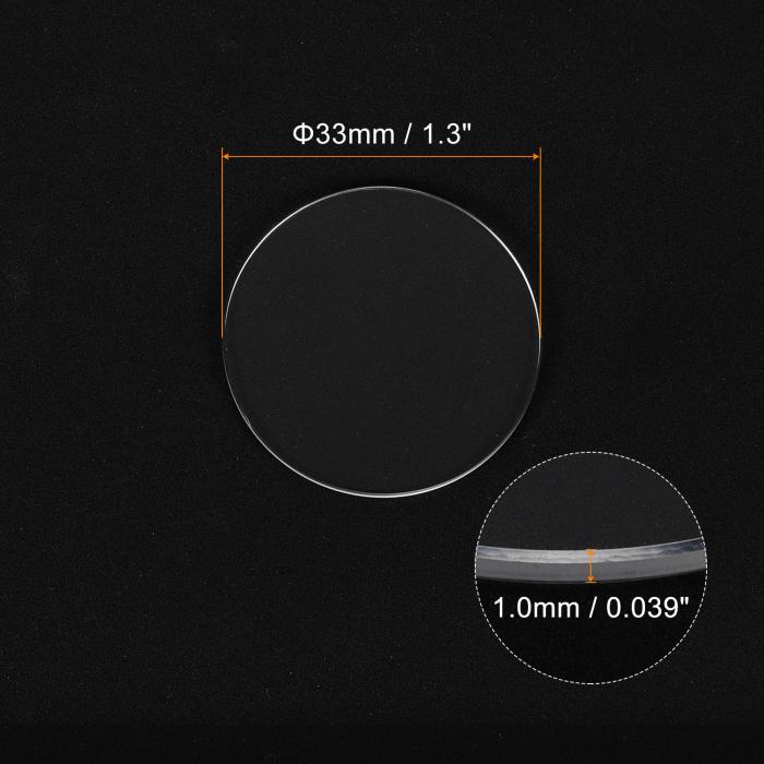 uxcell 2個の時計用水晶ガラスレンズ33 mm直径1.0mm面取りエッジフラットラウンド超クリアガラス時計フェイス水晶レンズダイヤルミラー交換部品時計修理用