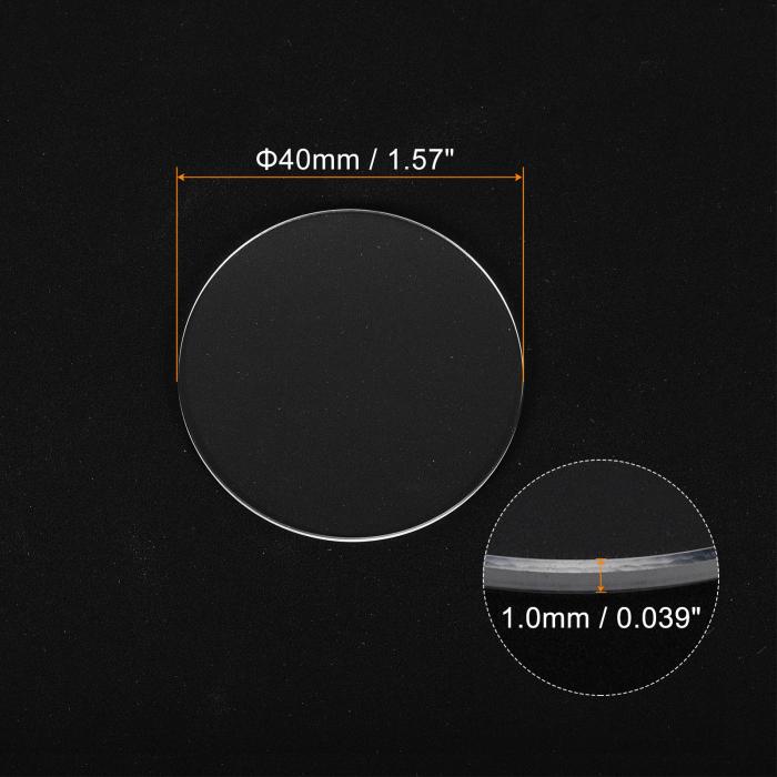uxcell 2個の時計用水晶ガラスレンズ40mm Dia 1.0mm ベベ ルエッジフラットラウンド超クリアガラス時計フェイス水晶レンズダイヤルミラー交換部品時計修理用
