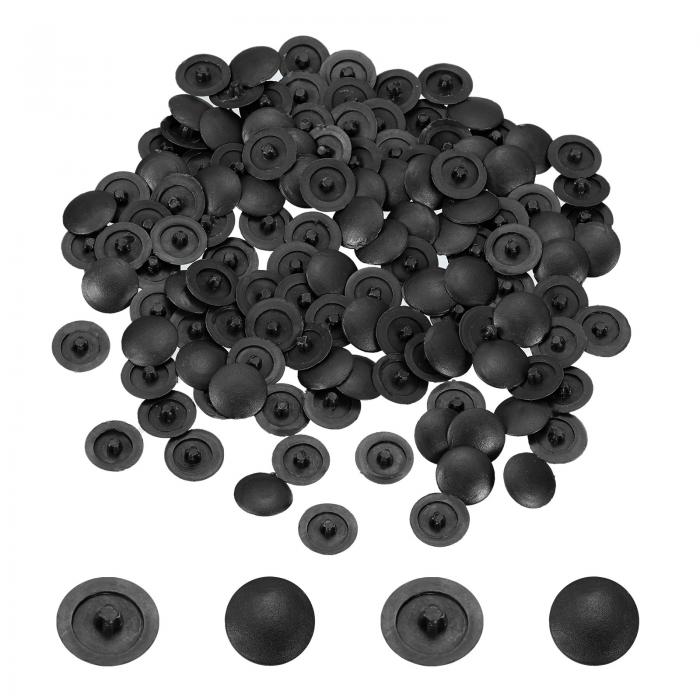 uxcell スクリューキャップ 158個12mm - プラスチック製自己攻釘用キャップカバー 直径7-8mm フラットフィリッ プススクリュー用装飾カバーホールプラグ(黒色)