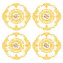 uxcell 4個 レトロレースプレイスマ ット フランスクロシェドイリーラウンド刺繍ホローカップ花瓶テーブルマ ット ダイニングテーブルキッチンパーティー用1...