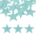 uxcell 16個 アイロンスターパッチ スターエンブロイダリーパッチ DIYクラフト用 装飾修理パッチアップリケ バックパック バッグ 帽子 服用 29mmシアン