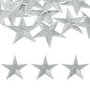 uxcell 15個 アイアンスターパッチ スターエンブロイダリーパッチ DIYクラフト用 装飾修理パッチアップリケ バックパック バッグ 帽子 服用 70mmシルバー