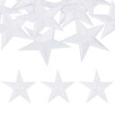 uxcell 15個 アイアンスターパッチ スターエンブロイダリーパッチ DIYクラフト用 装飾修理パッチアップリケ バックパック バッグ 帽子 服用 70mmホワイト