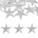 uxcell 15個 アイロンスターパッチ スターエンブロイダリーパッチ15個 DIYクラフト用 装飾修理パッチアップリケ バックパック バッグ 帽子 服用 70mmシルバーグレー