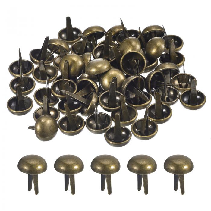 uxcell 50個入りバッグフィートスタッドス パイ ク 15mm丸型パースネイルヘッドス パイ クプロングスタッドバッグボトムスタッド ハンドバッグパースク...