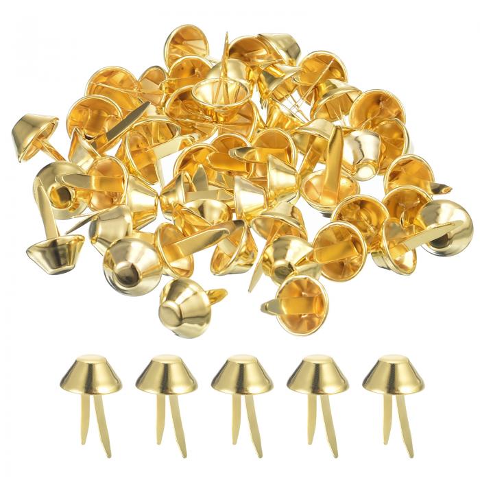 uxcell 100個入りバッグフィートスタッドス パイ ク 12mmのパースコーンスタッドフラットメタルス パイ クリベットネイルヘッドブ ラッドプロングバッ...