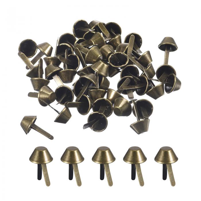 uxcell 100個入りバッグフィートスタッドス パイ ク 12mmのパースコーンスタッドフラットメタルス パイ クリベットネイルヘッドブ ラッドプロングバッ...