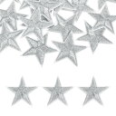 uxcell 16個 アイアンスターパッチ スターエンブロイダリーパッチ DIYクラフト用 装飾修理パッチアップリケ バックパック バッグ 帽子 服用 29mmシルバーグレー