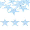 uxcell 15個 アイアンスターパッチ スターエンブロイダリーパッチ15個 DIYクラフト用 装飾修理パッチアップリケ バックパック バッグ 帽子 服用 70mmライトブルー