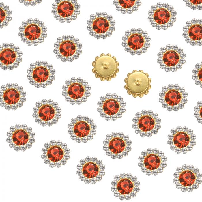 uxcell 100個の縫い付け用ラインストーン 10mmの花爪ラインストーンクリ スタルガラスメタルベース縫い..