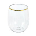 uxcell ワイングラス 12oz PET ゴ ールドトリム付き ステムレス ワイングラス 赤白ワイン 誕生日 結婚式 父の日 独身パーティー
