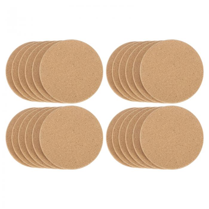 uxcell 24個のコルクコースター 直径6.3インチ 厚さ0.4インチ 非滑り性 耐熱性 円形 吸収性 ブ ランクコースター 再利用可能 木製コーヒーコースター ドリンク ホーム オフィ ス バー DIY クラフト