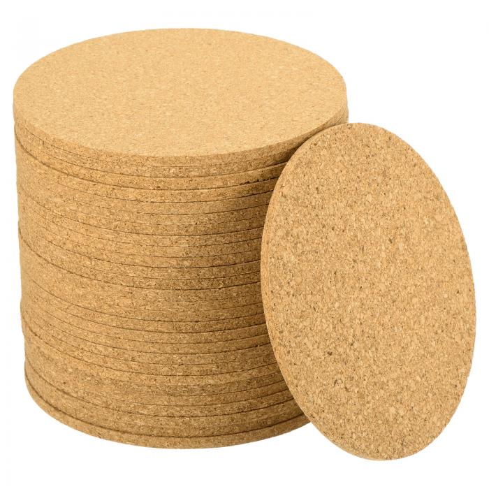 uxcell ドリンク用28枚のコルクコースター 90mm/3.54インチの丸型吸収性再利用可能なコルクマ ット ワイングラスカップマグDIYクラフト用（厚さ3 mm）