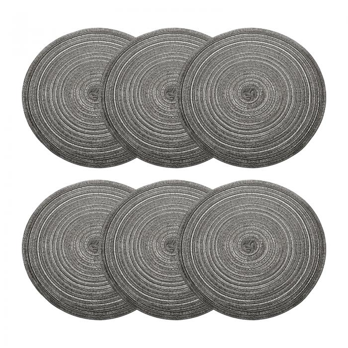uxcell 6個 ラウンドブレードプレイスマ ット 14" 非滑りラウンドテーブルマ ット ダイニングテーブル..