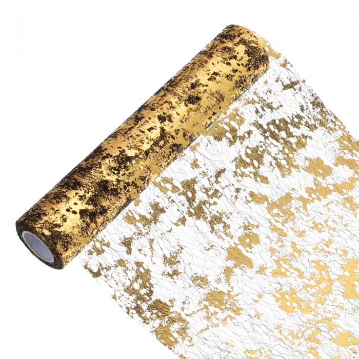 uxcell 33フィート テーブルランナー スパンコール金色ホイル薄型メッシュメタリックテーブルランナー..