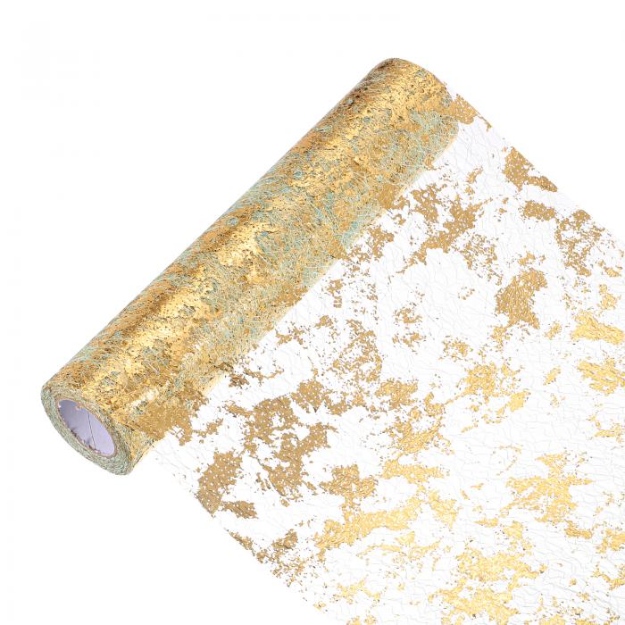 uxcell 33フィート テーブルランナー スパンコール金色ホイル 薄いメッシュメタリックテーブルランナー..