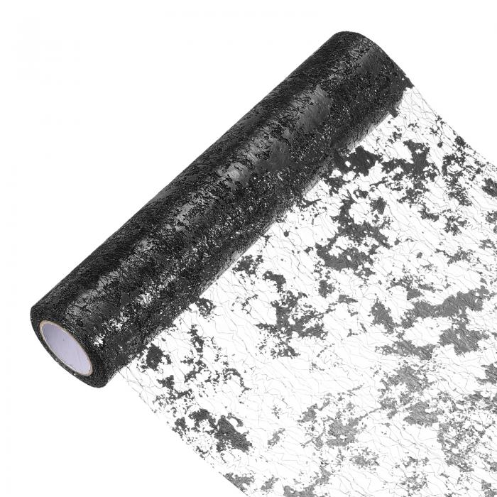 uxcell 33フィート テーブルランナー スパンコール金色ホイル 薄いメッシュメタリックテーブルランナーロールテーブルデコレーション イベントパーティー 誕生日パーティー 結婚式 クリスマス 新年 黒