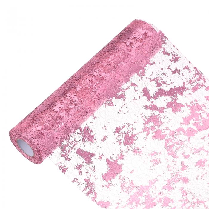 uxcell 49フィート テーブルランナー スパンコール金色ホイル 薄いメッシュメタリックテーブルランナーロールテーブルデコレーション イベントパーティー 誕生日パーティー 結婚式 クリスマス 新年 ライトピンク