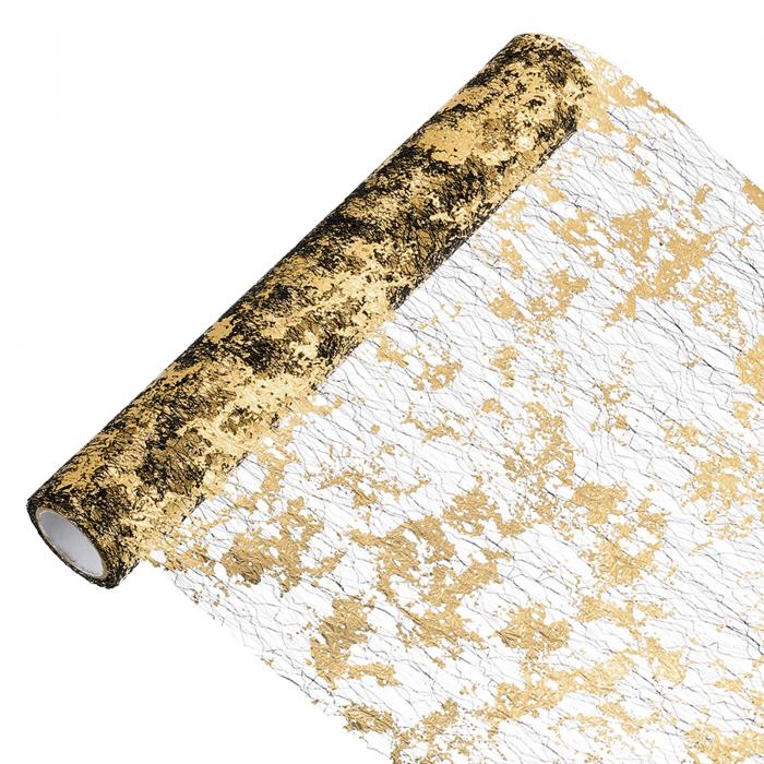 uxcell 9フィート テーブルランナー スパンコール金色ホイル 薄いメッシュメタリックテーブルランナー..