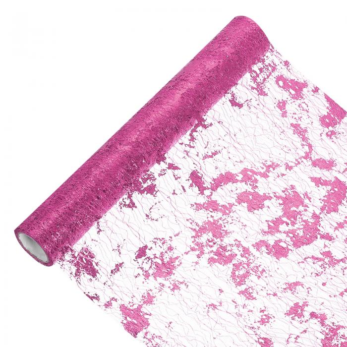 uxcell 9フィート テーブルランナー スパンコール金色ホイル 薄いメッシュメタリックテーブルランナーロールテーブルデコレーション イベントパーティー 誕生日パーティー 結婚式 クリスマス 新年 ダークピンク