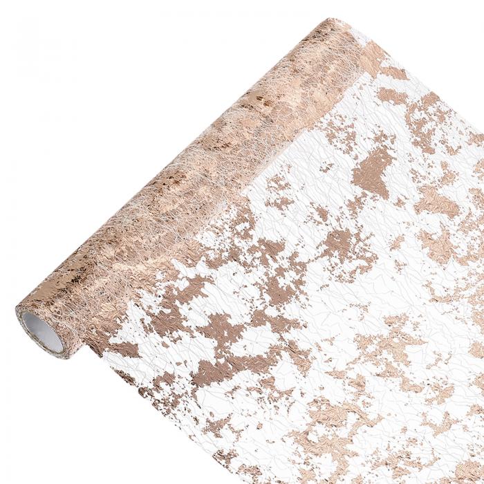 uxcell 16フィート テーブルランナー スパンコール金色ホイル薄型メッシュメタリックテーブルランナーロールテーブルデコレーション イベントパーティー 誕生日パーティー 結婚式 クリスマス 新年 ローズ金色