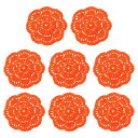 uxcell クロシェ編みドイリー 8枚4インチの綿織りコースター 花柄の手編みラウンドコースター ウェディングパーティー装飾用(オレンジレッド)
