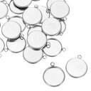 uxcell 丸いペンダントブ ランクトレイ 20個14mm - ステンレス製カボションセッティングブ ランクベース DIYクラフトやジュ エリーメイキング用(...